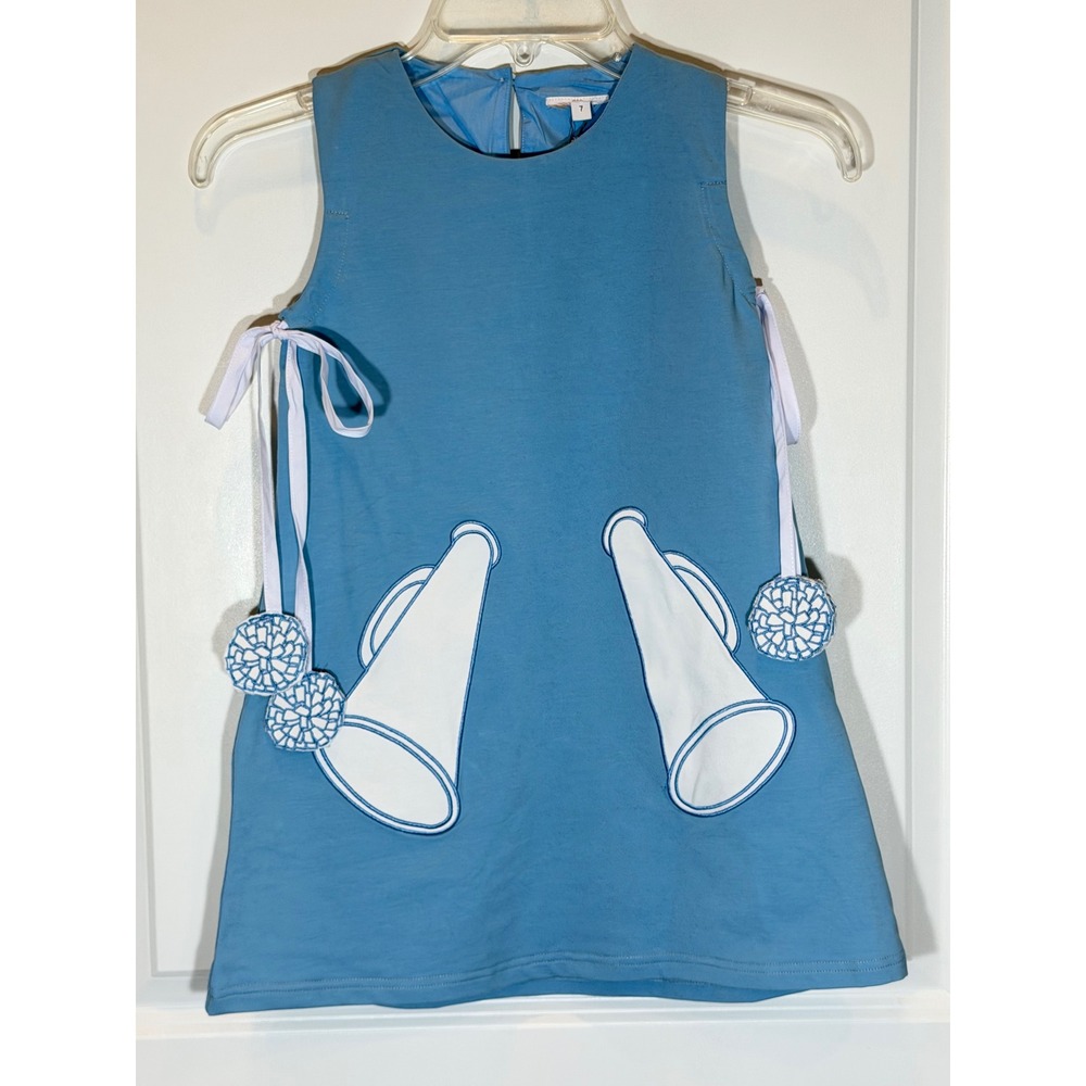 The Yellow Lamb Girls Blue Cheerleader Megaphone Pom Pom Dress Size 7 NWT